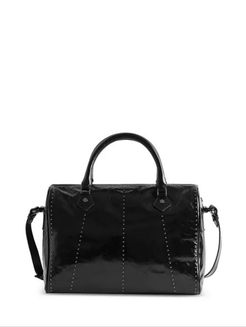 Zadig & Voltaire Sunny Vibe Medium Studded Vintage Patent Leather Shoulder Bag